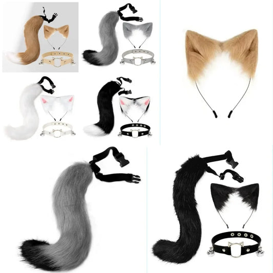 Cute Fluffy Fox Cat Ears Headband & Tail Set.