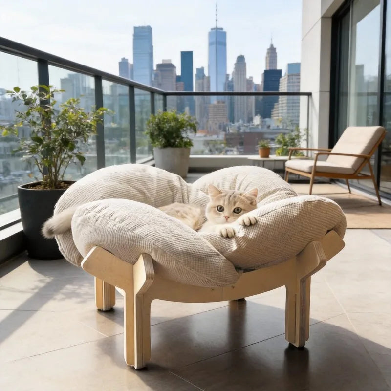 Wooden High Leg Cat Bed.