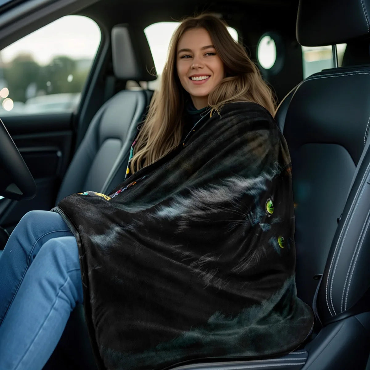 Black Cat Flannel Blanket.