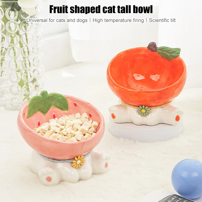 Tilted Cat Fruit Ceramic Bowl.