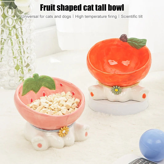 Tilted Cat Fruit Ceramic Bowl.