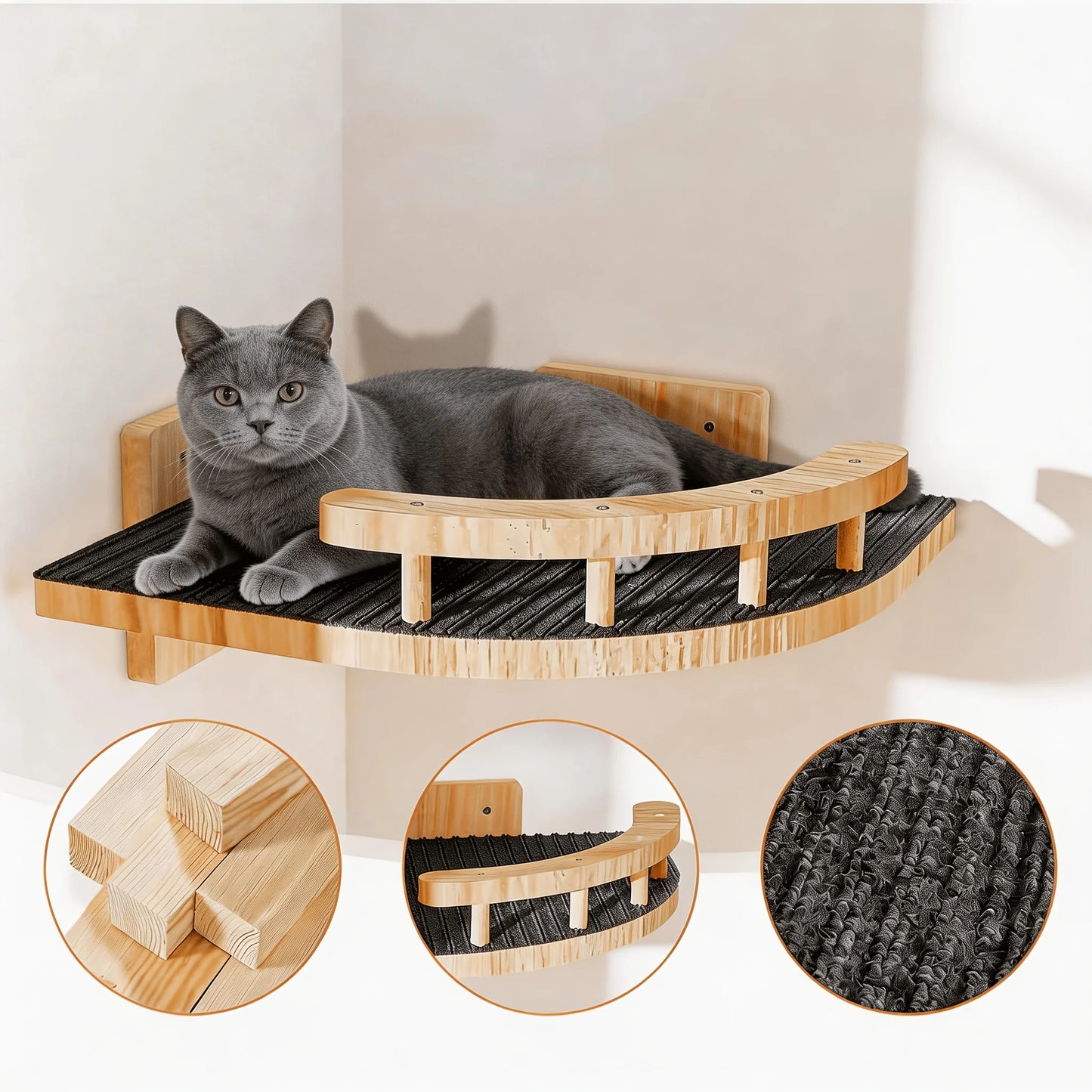 Pine Wood Cat Wall Shelves.