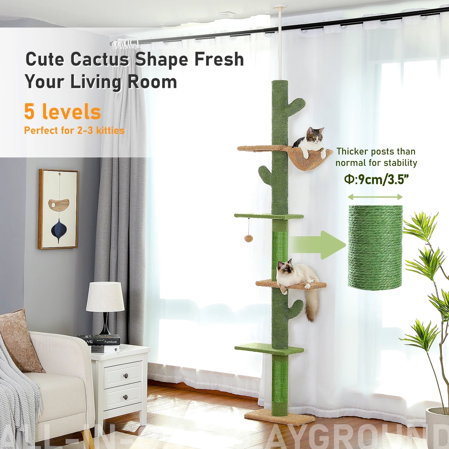Cat Tree 5-Tier Floor to Ceiling Cat Tower.