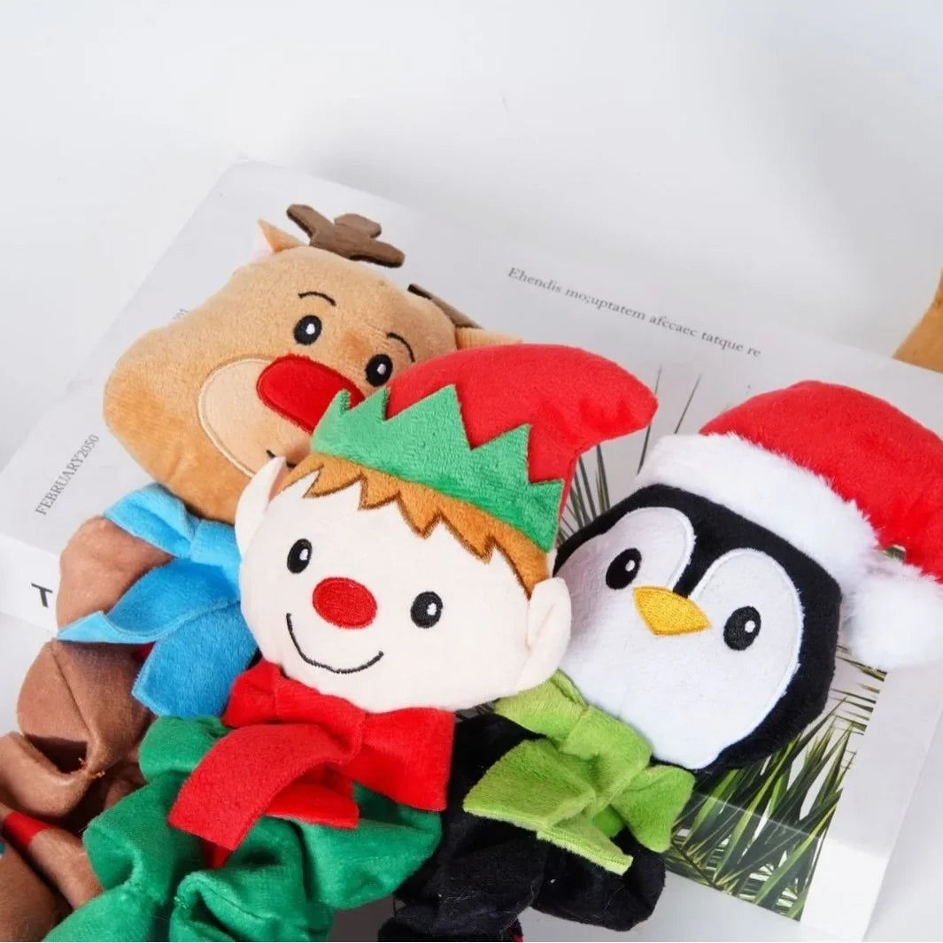 Christmas Elf Penguin Squeaky Dog Toy.