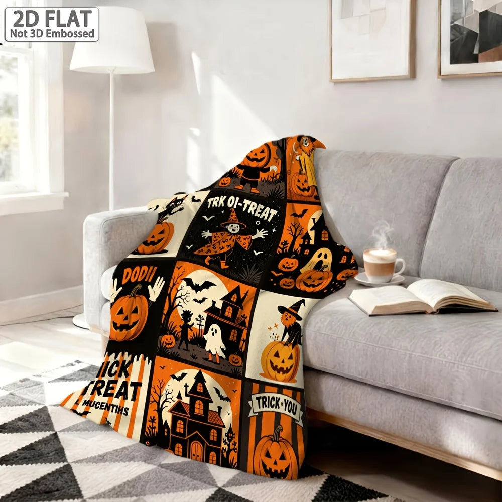 Vintage Halloween Throw Blanket.