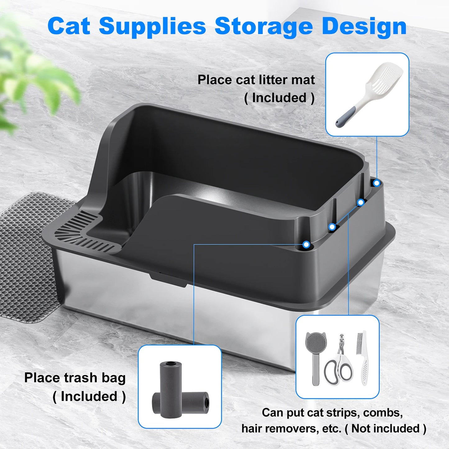 Stainless Steel Cat Litter Box.
