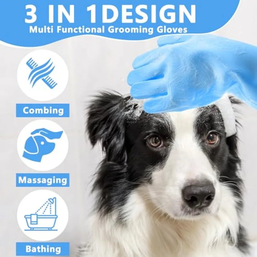 Pet Grooming Gloves for Bathing Dogs and Cats.