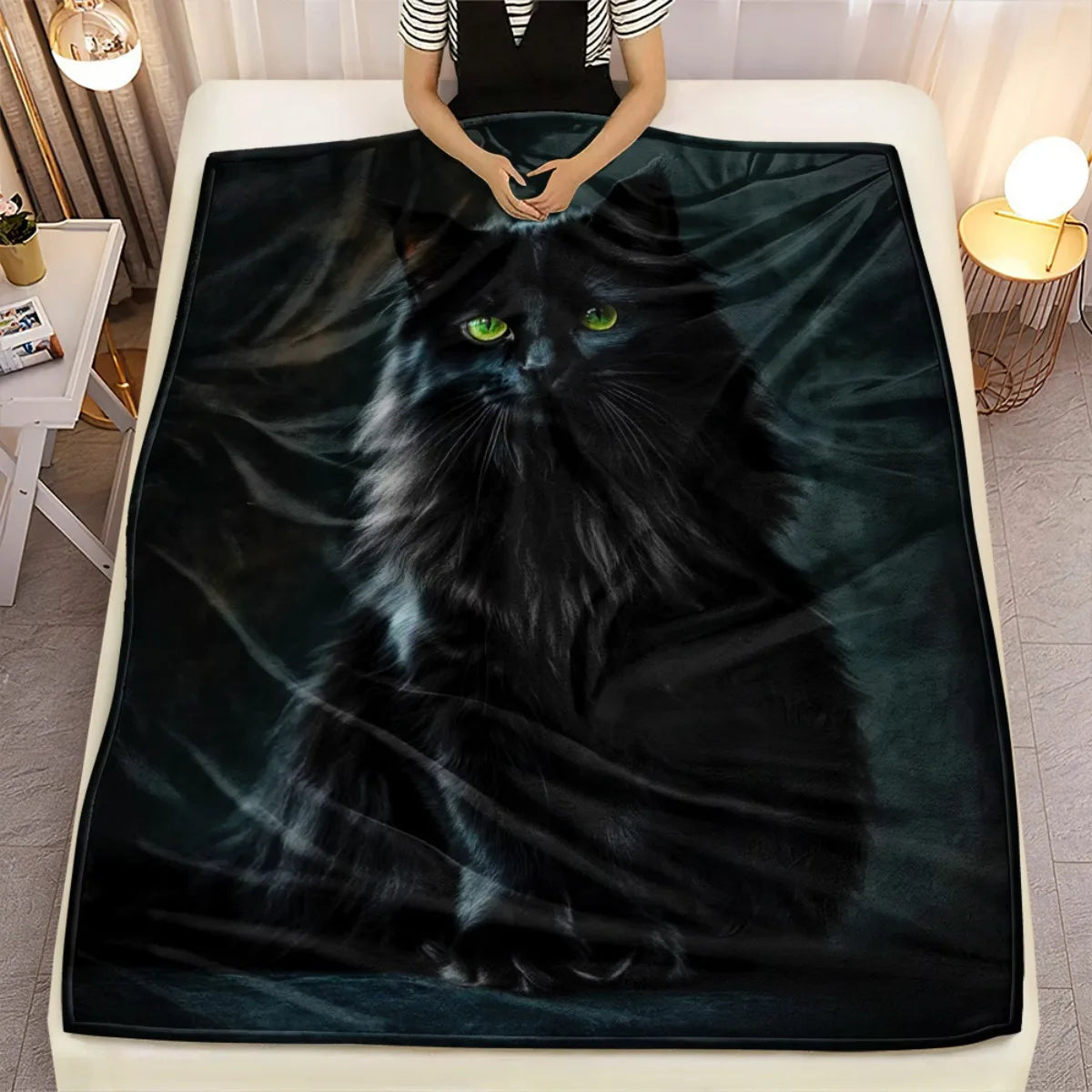 Black Cat Flannel Blanket.