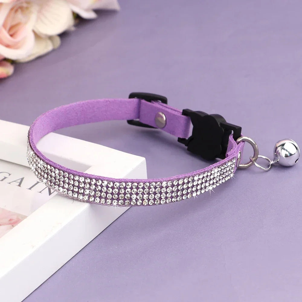 Soft Suede Leather Cat Collar.