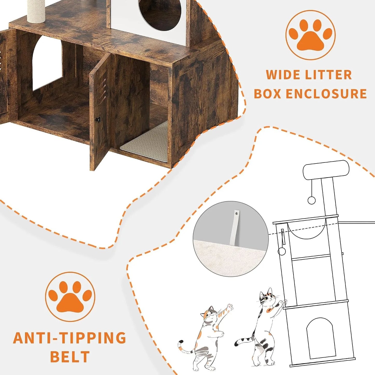 Cat Tower with Litter Box Enclosure.