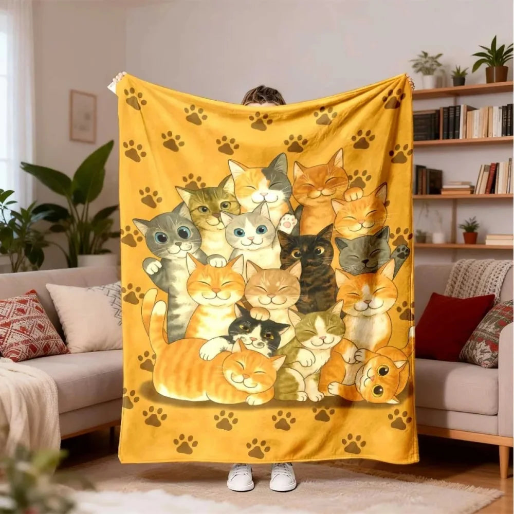 Cat Paw Print Flannel Blanket.