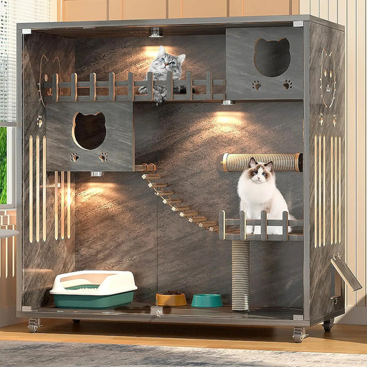 Multi-Feature Enclosed Cat House.