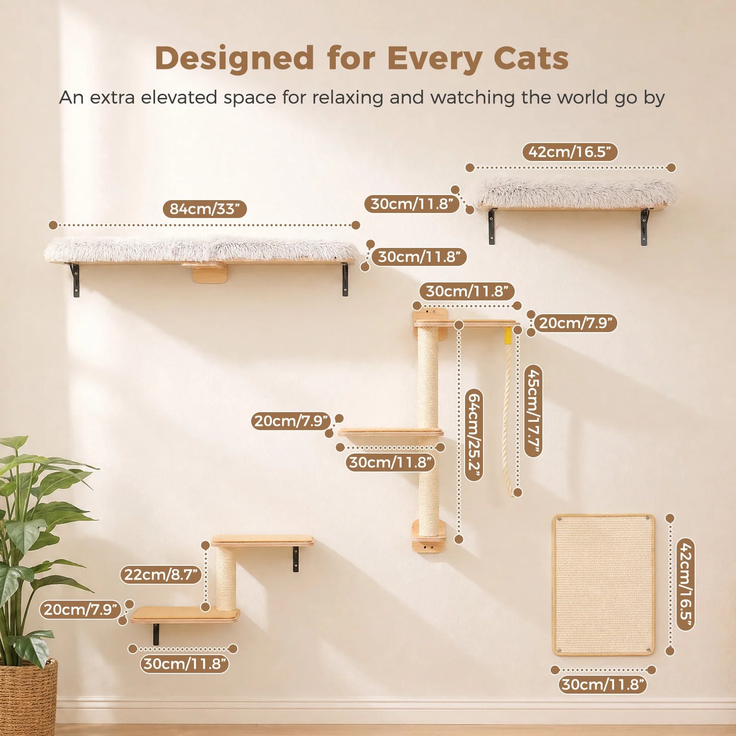 Wooden Cat Climbing Wall Shelves.