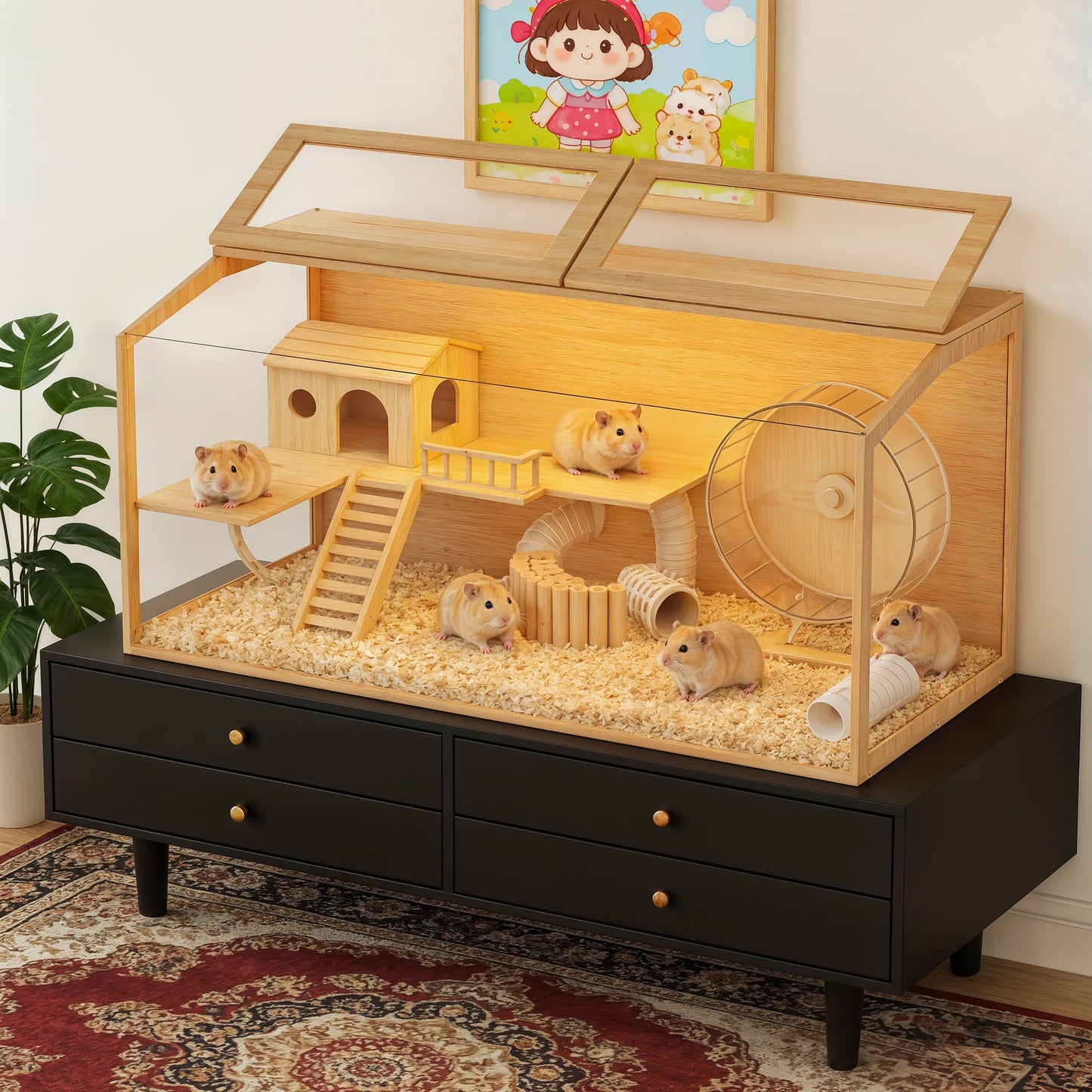 Large Wooden Hamster Cage.