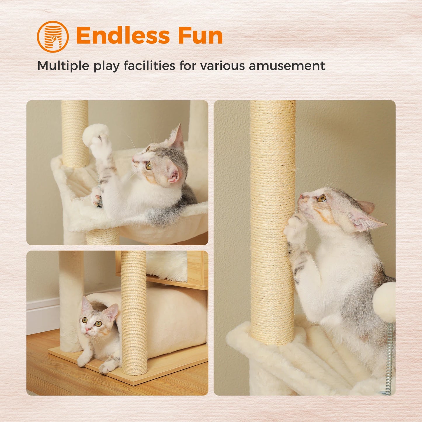 Height Adjustable Wooden Cat Tree.
