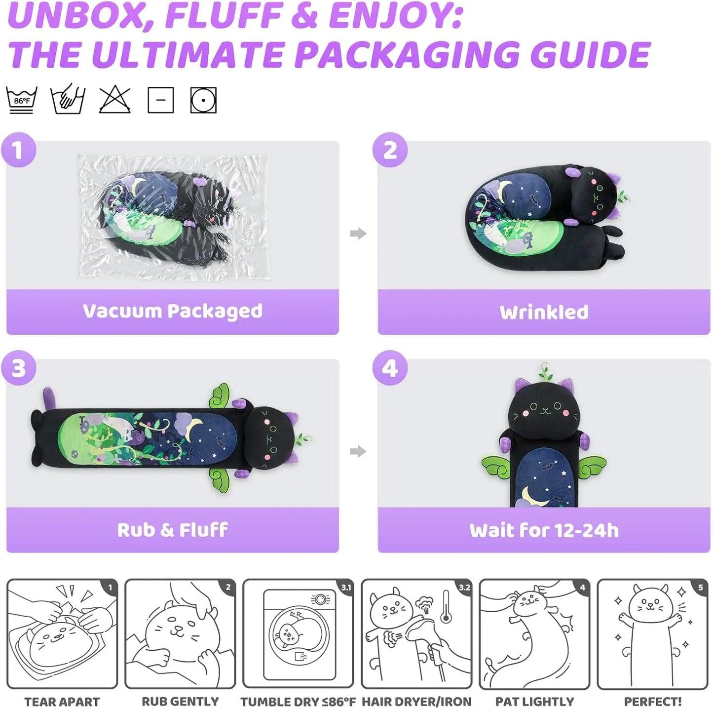 Giant Black Cat Plush Pillow.