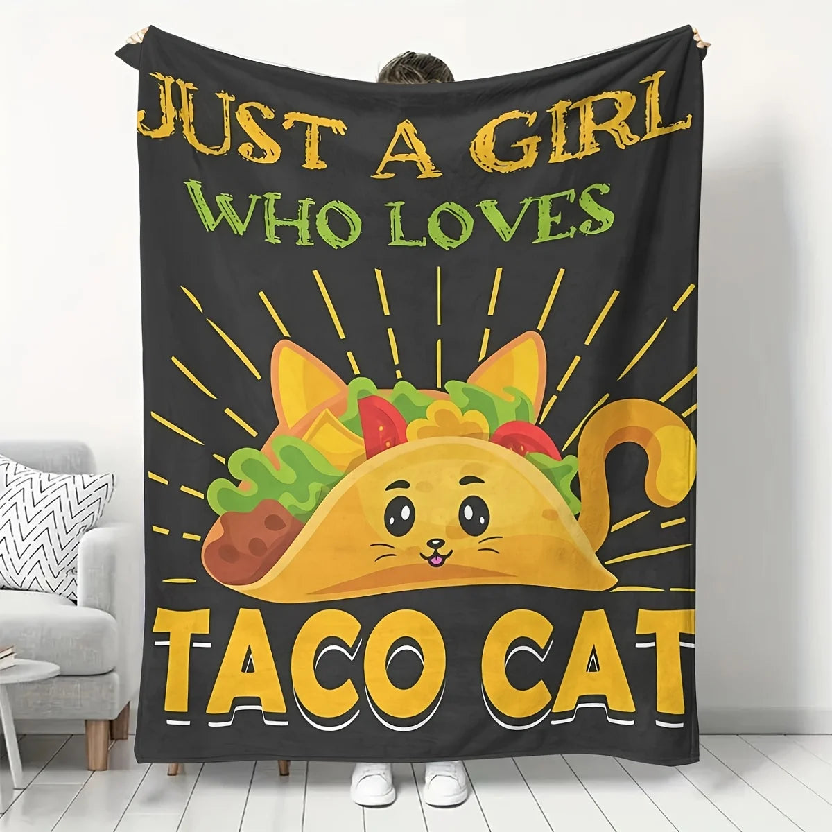 Taco Cat Flannel Blanket.