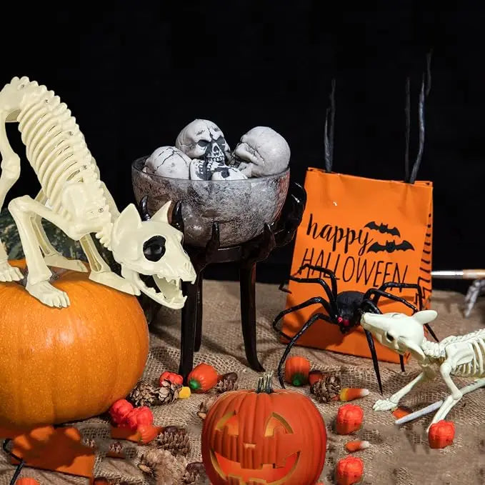 Halloween Cat and Mouse Skeleton Decorations.