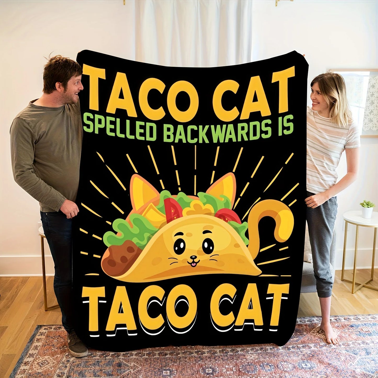 Taco Cat Flannel Blanket.