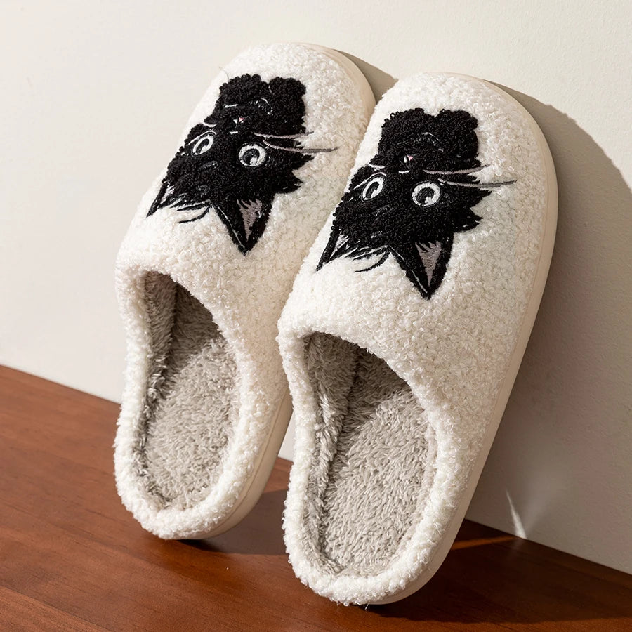Cute Little Black Cat Women's Slippers.