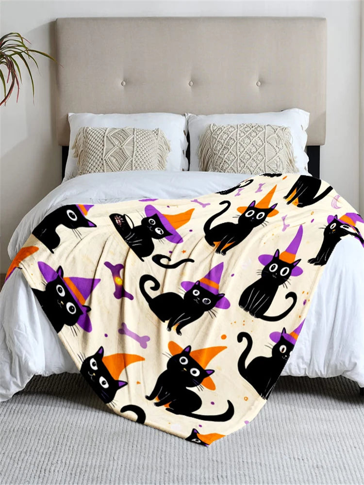 Halloween-themed Black Cat Blanket.
