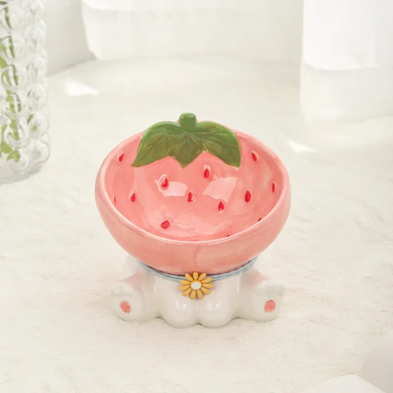 Tilted Cat Fruit Ceramic Bowl.