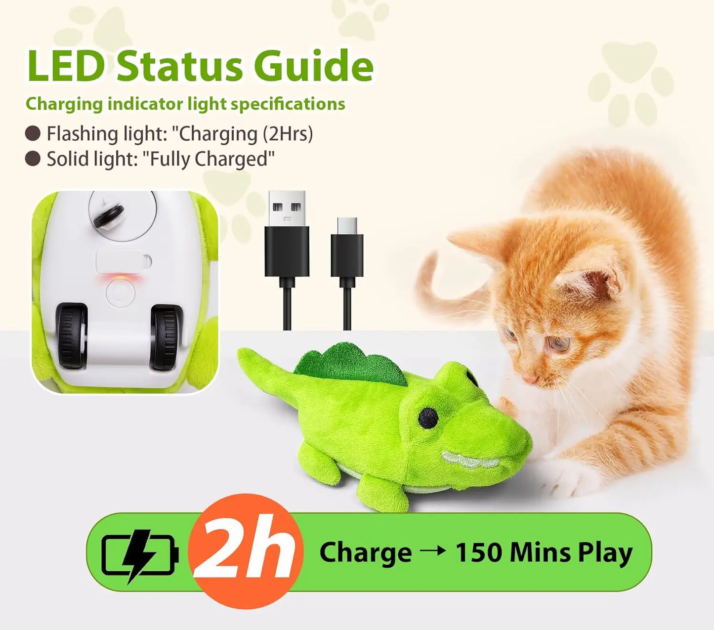 Interactive Cat Toy with Auto Moving Alligator.