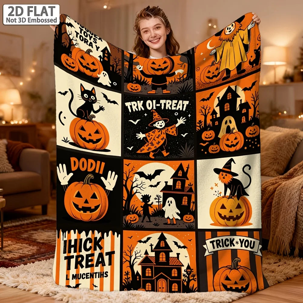 Vintage Halloween Throw Blanket.