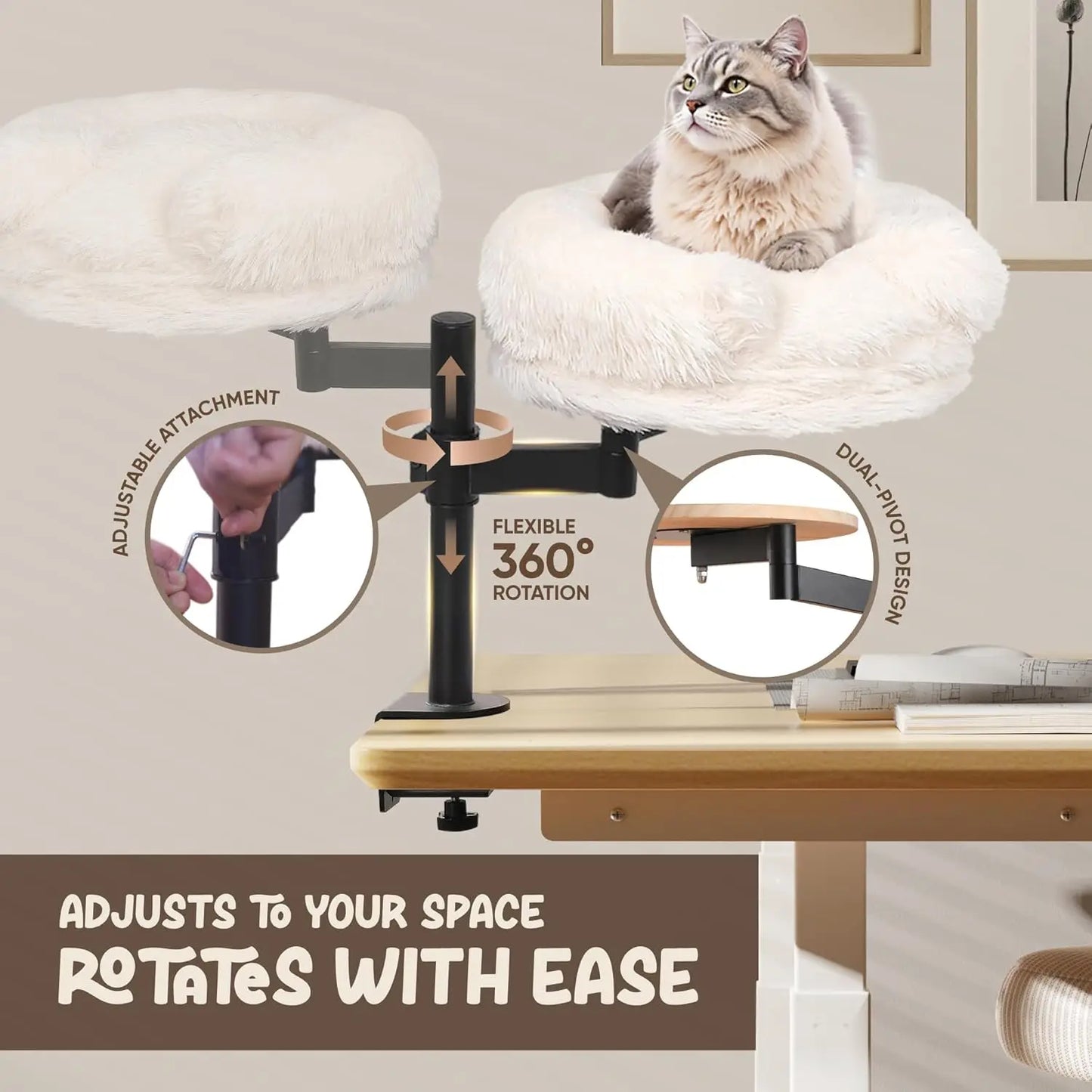 Adjustable Cat Desk Bed.