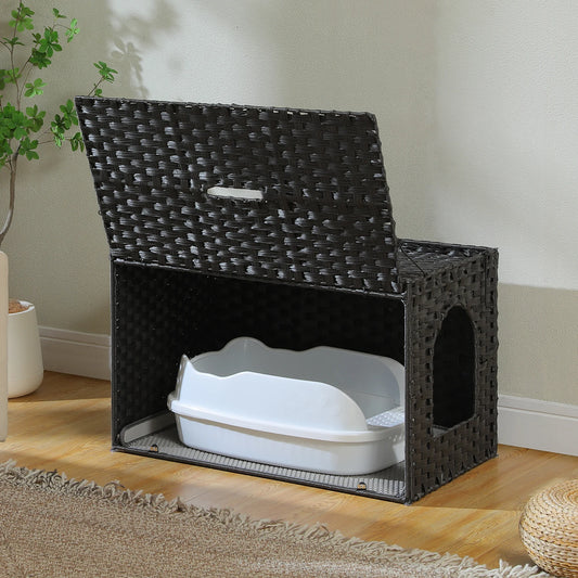 Rattan Cat Litter Box Enclosure Furniture.