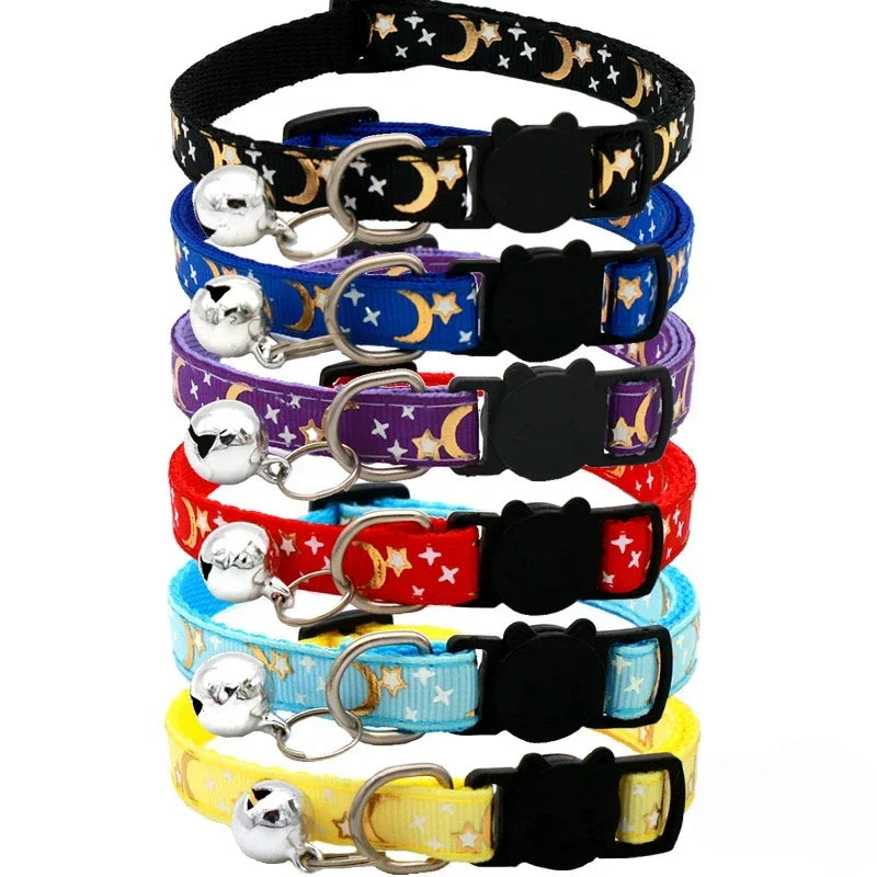 Cat Collar with Bell Cartoon Star Moon.