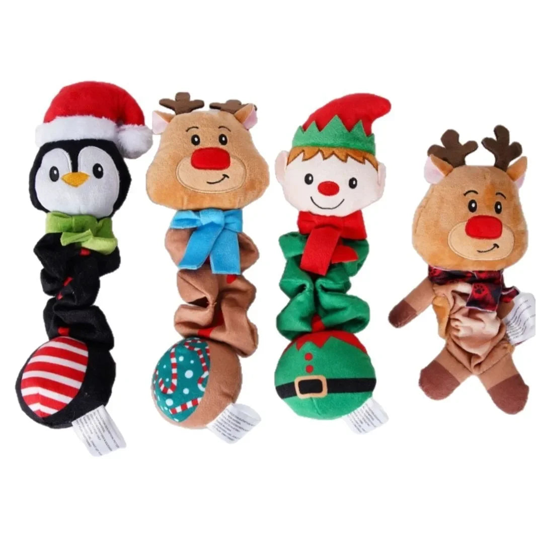 Christmas Elf Penguin Squeaky Dog Toy.