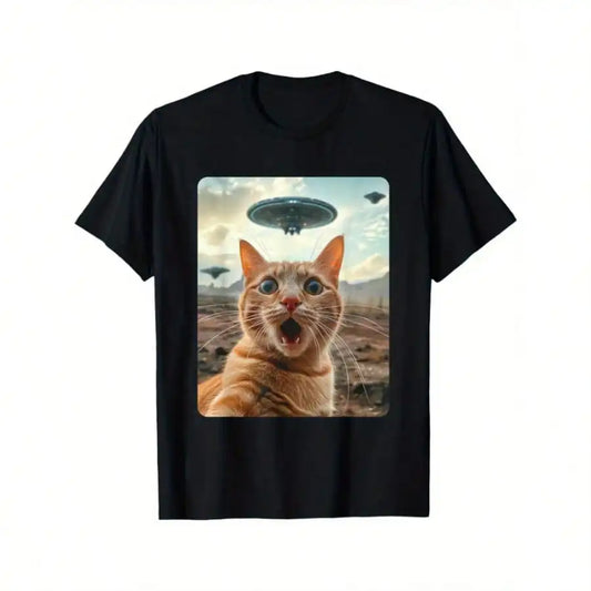 Cat UFO Graphic T Shirt.