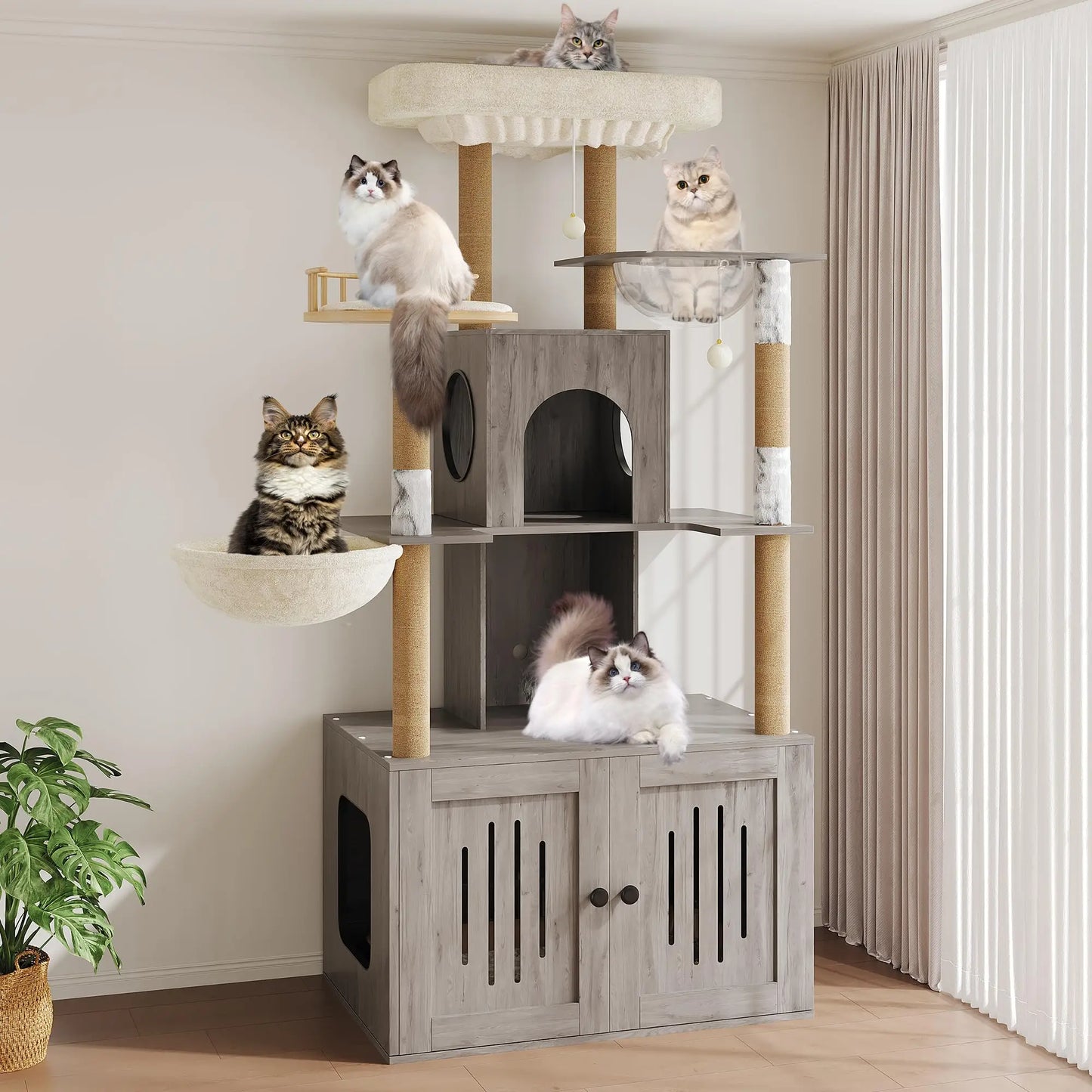 Cat Tree With Litter Box Enclosure.