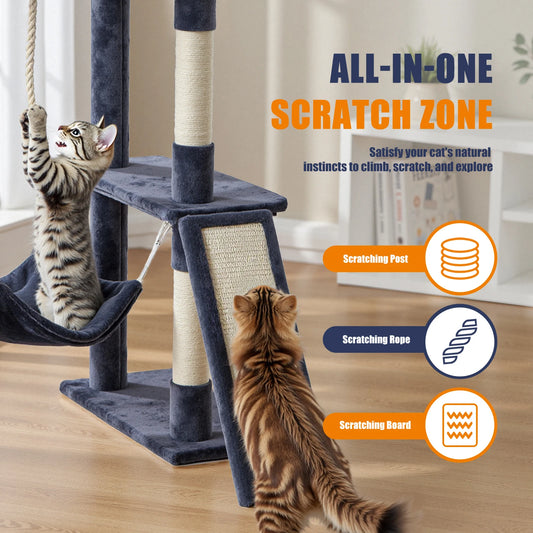 63In Cat Tree.      Natural Sisal Scratching Posts Stable Pet House for Indoor Cat