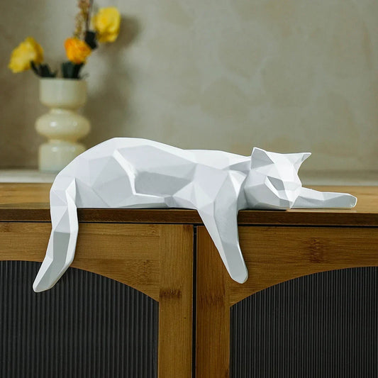 White, Black Cat Statue.