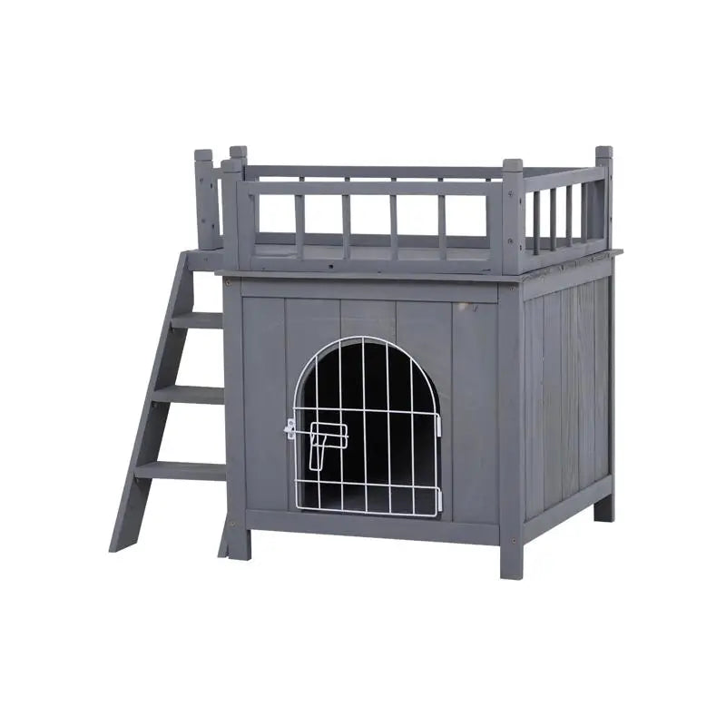 Grey Wooden Cat House.