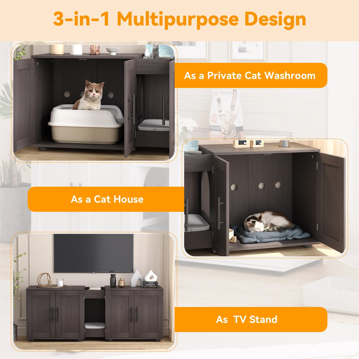 Double-Room Cat Litter Box.