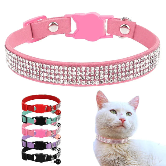 Soft Suede Leather Cat Collar.
