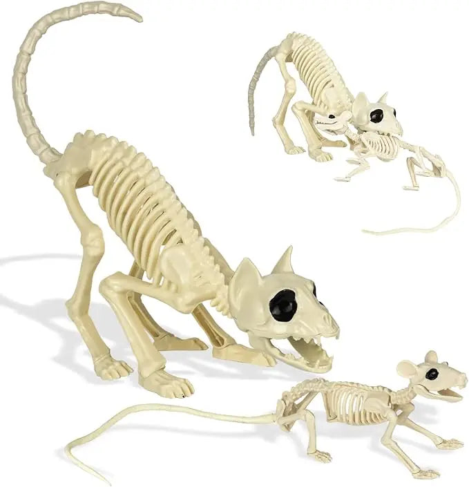 Halloween Cat and Mouse Skeleton Decorations.