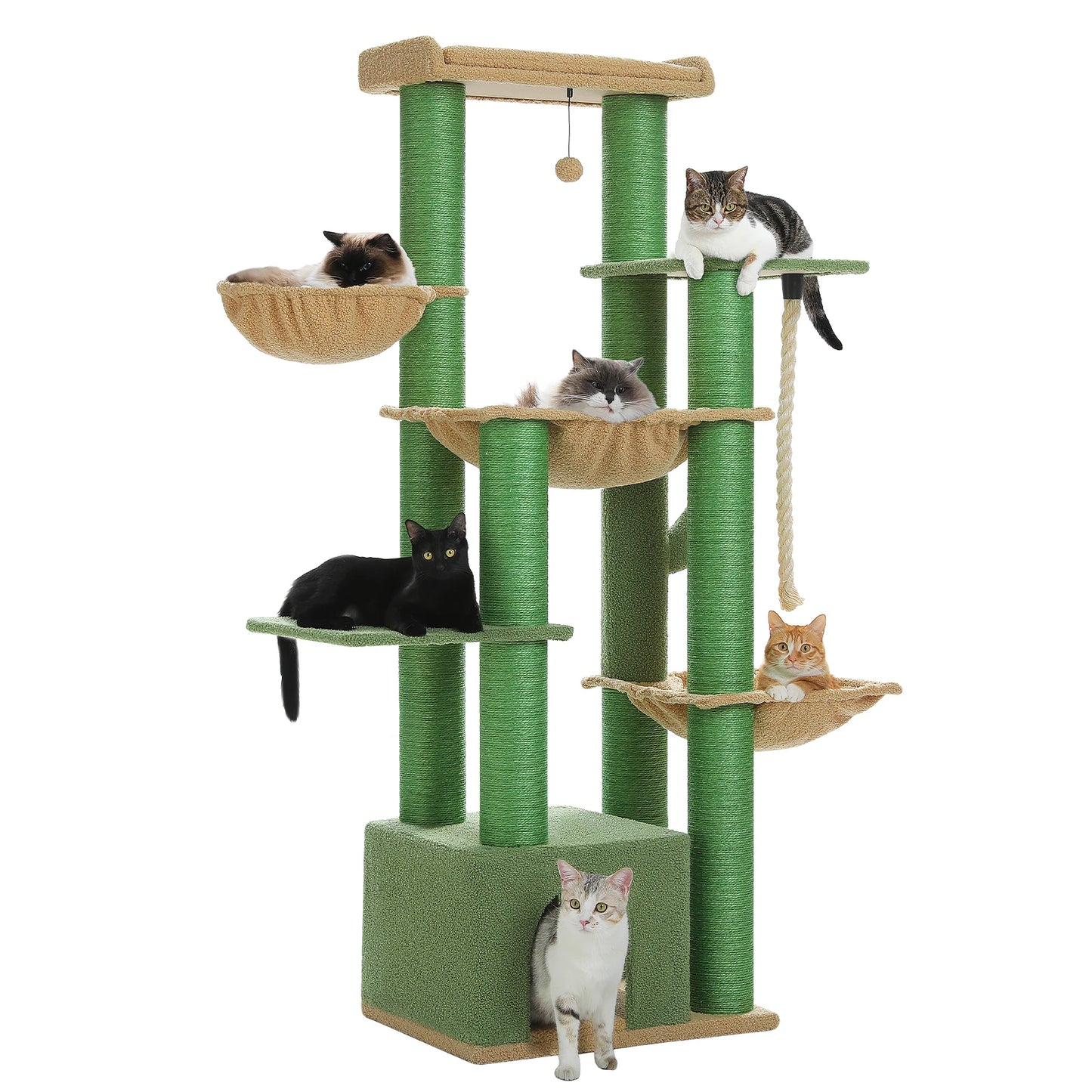 Multi-Level Cat Tree.         Cozy Condo, Super Large Perch, Deep Hammocks,