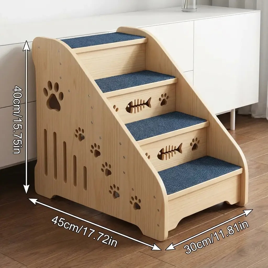 Sturdy Wooden Dog Stairs for High Beds.