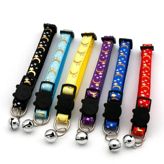 Cat Collar with Bell Cartoon Star Moon.