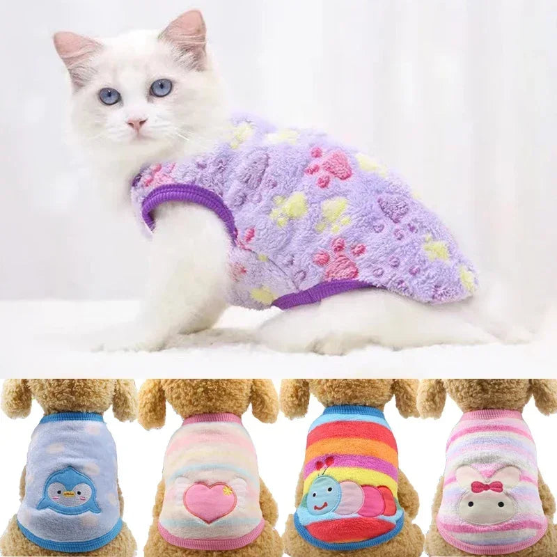 Cartoon Fleece Cat Clothes.