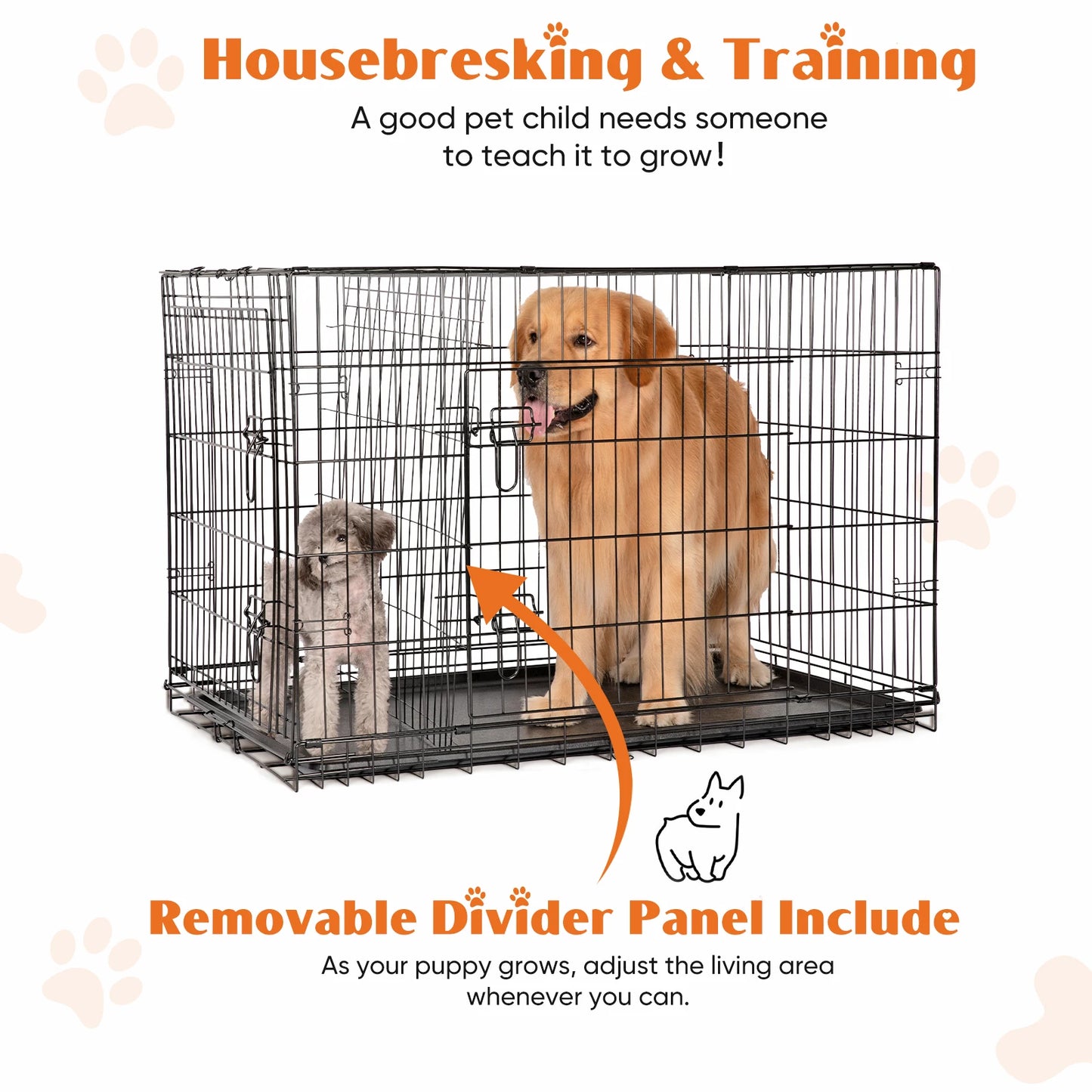 Double Door Folding Metal Wire Dog Cage.