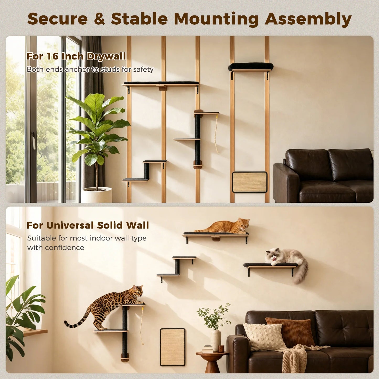 Wooden Cat Climbing Wall Shelves.