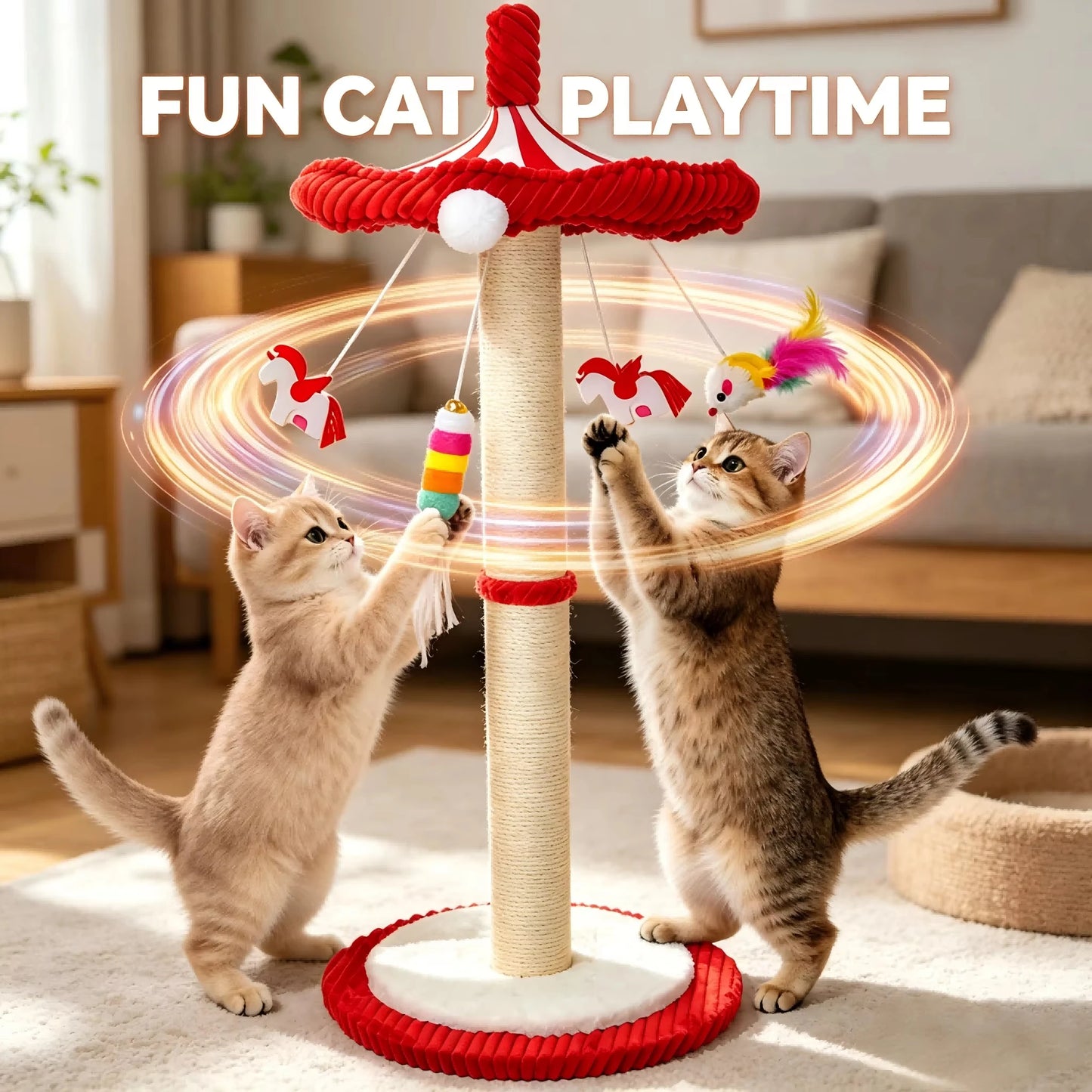 Rotating Interactive Cat Scratching Post.