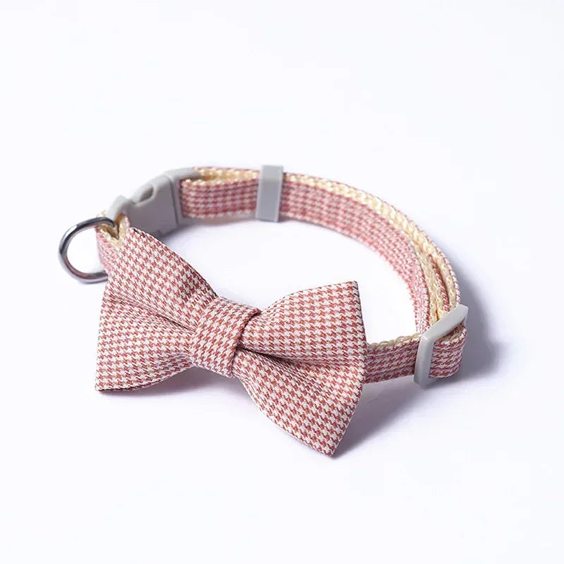 Bow Plaid Pet Collar.