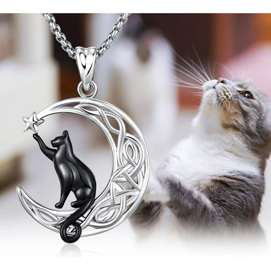 Black Cat Celtic knot Necklace.