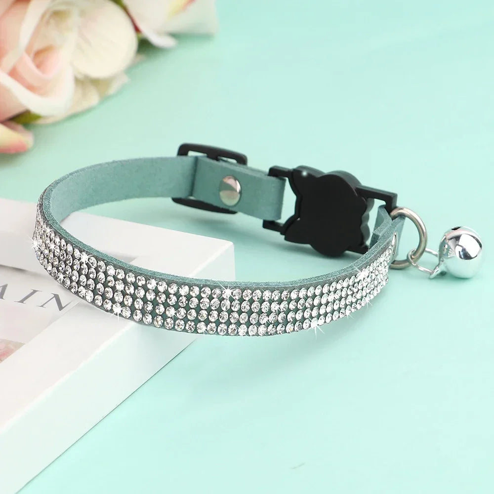 Soft Suede Leather Cat Collar.